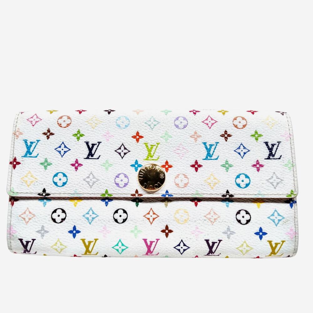 Louis Vuitton White Sarah Portefeuille Murakami Monogram Multicolor Wallet